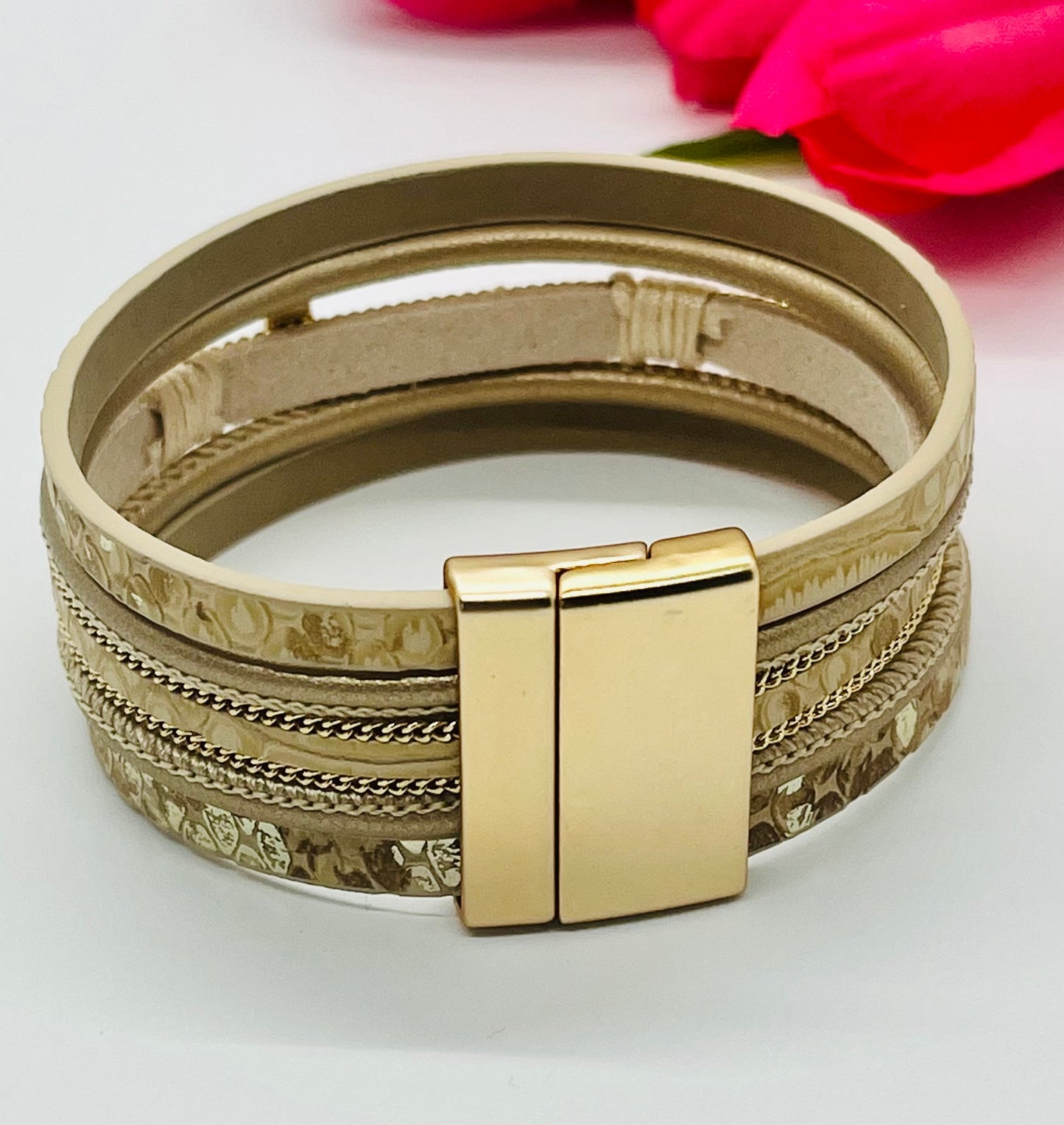 Sideways Cross Multi-Strand Layered Bracelet