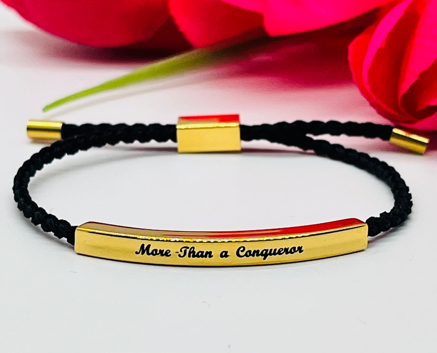 More Than a Conqueror Bible Verse Engraved Bracelet for Women