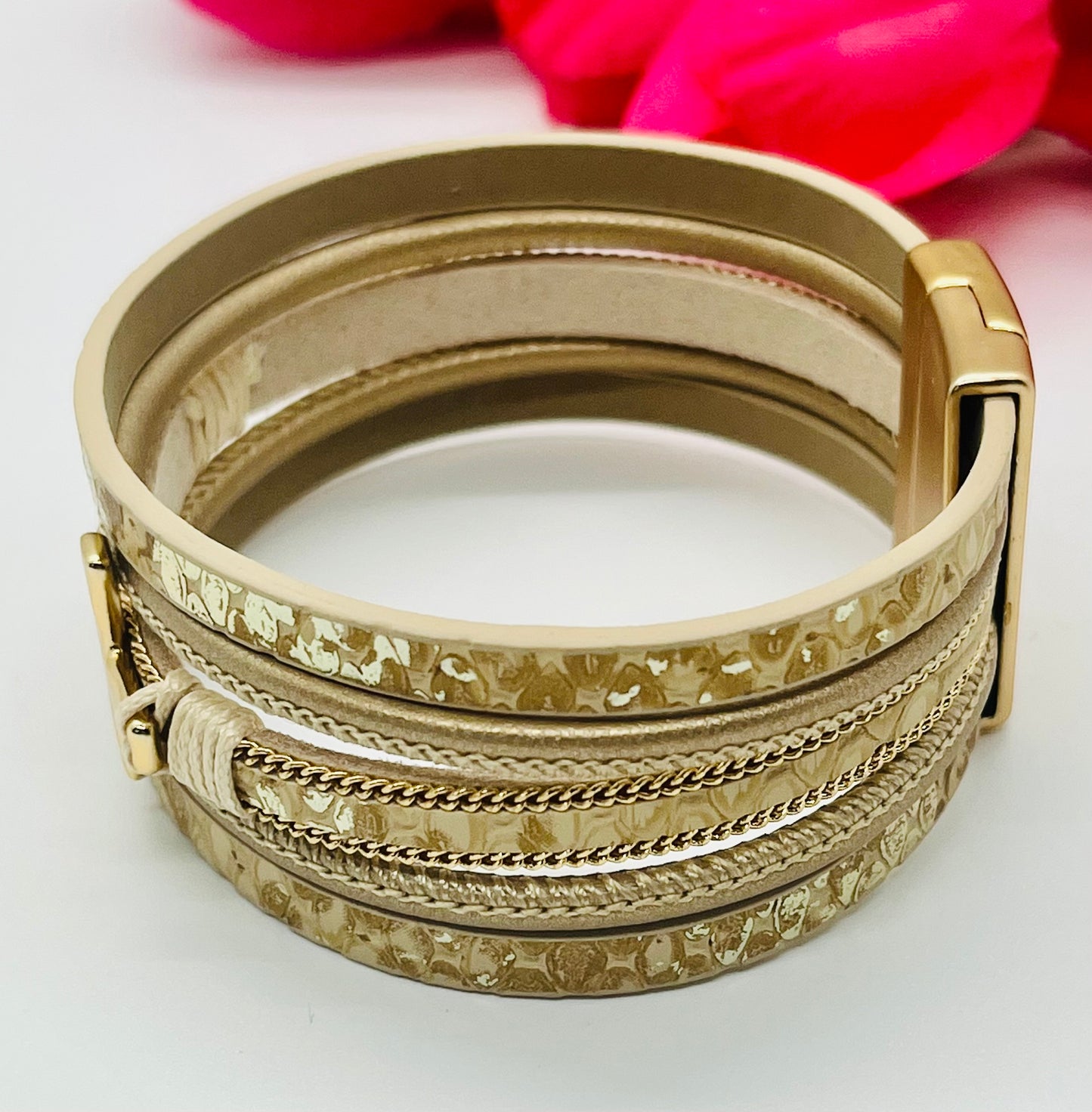 Sideways Cross Multi-Strand Layered Bracelet