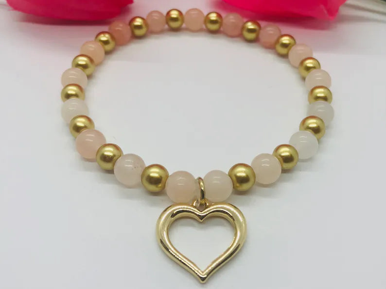 Heart Charm Beaded Bracelet