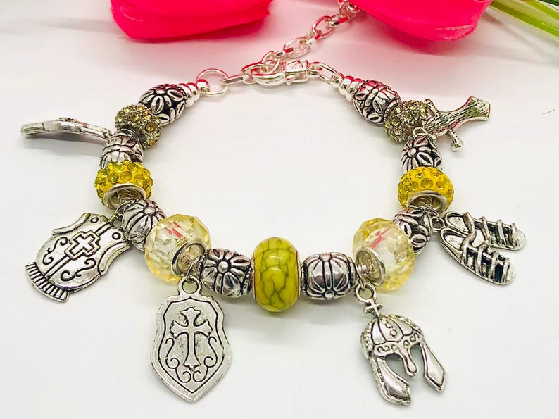 Armor of God Charm Bracelet, Yellow