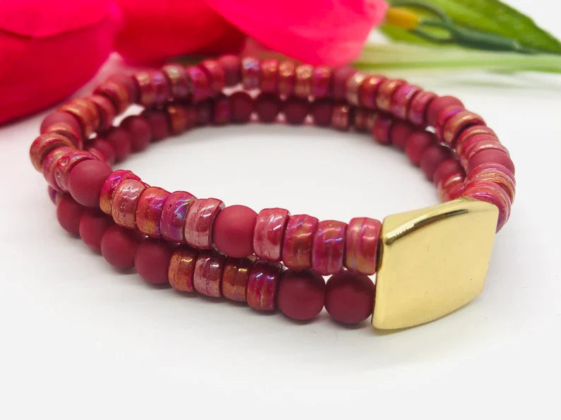 Hot Pink Beaded Bracelet
