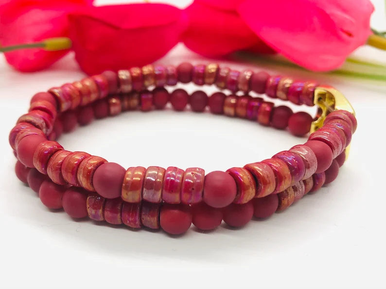 Hot Pink Beaded Bracelet