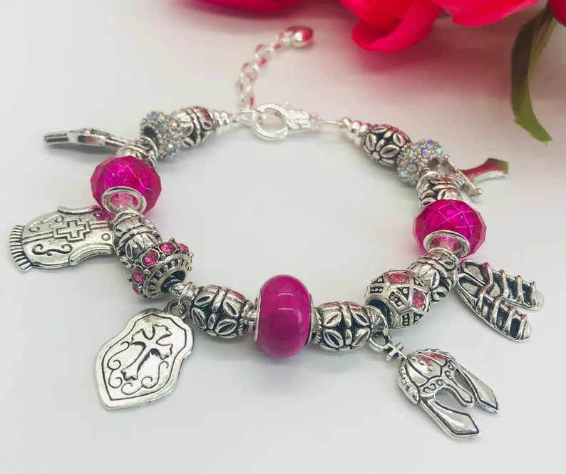 Armor of God Charm Bracelet, Magenta