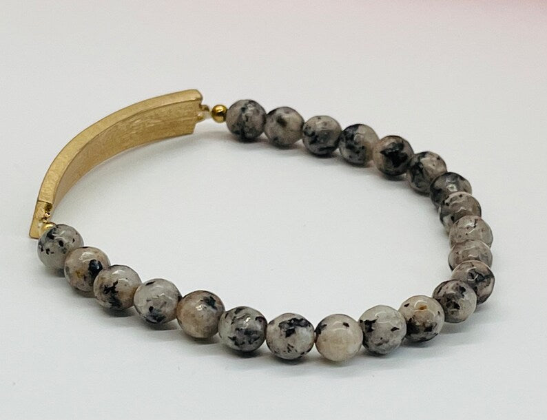 Faith Hope Love Inspirational Grey Beaded Bracelet