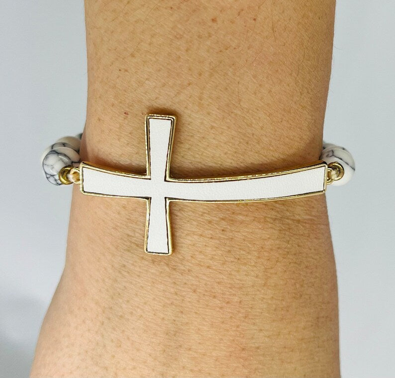 Sideways Cross Beaded Bracelet