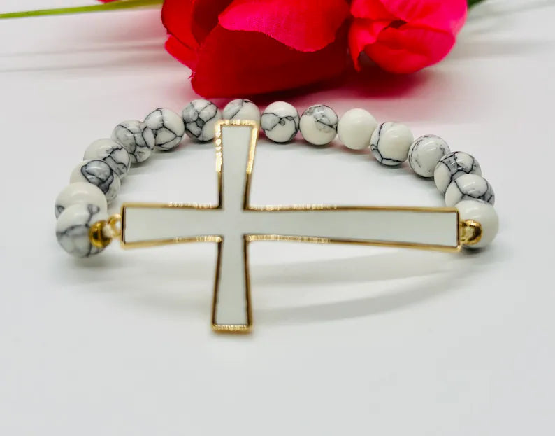 Sideways Cross Beaded Bracelet
