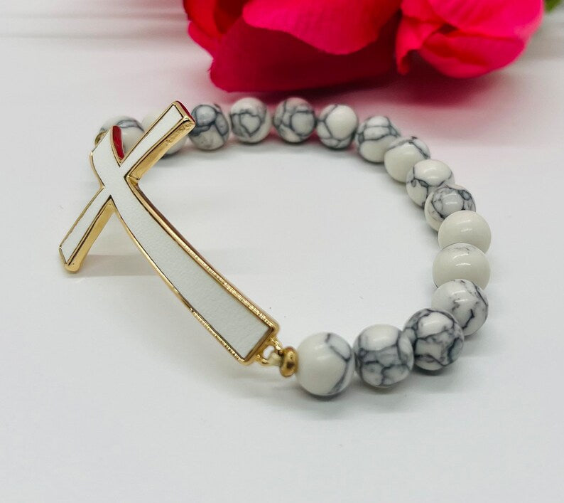 Sideways Cross Beaded Bracelet