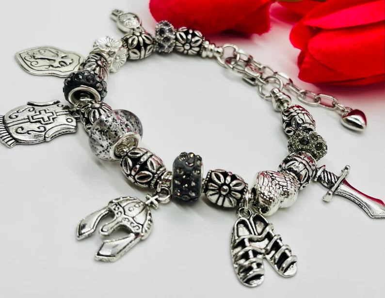 Armor of God Charm Bracelet, Purple
