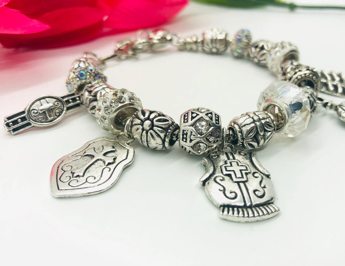 Armor of God Charm Bracelet White