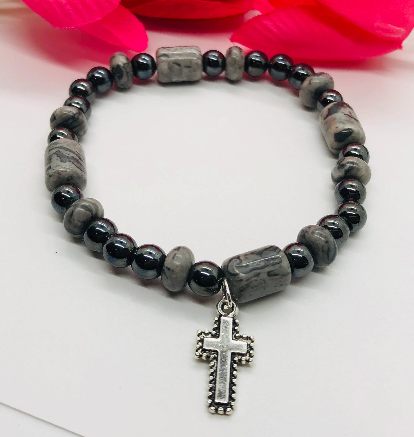 Tibetan Cross Beaded Charm Bracelet