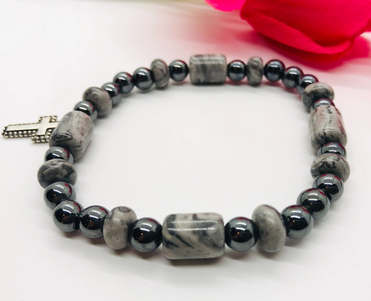 Tibetan Cross Beaded Charm Bracelet