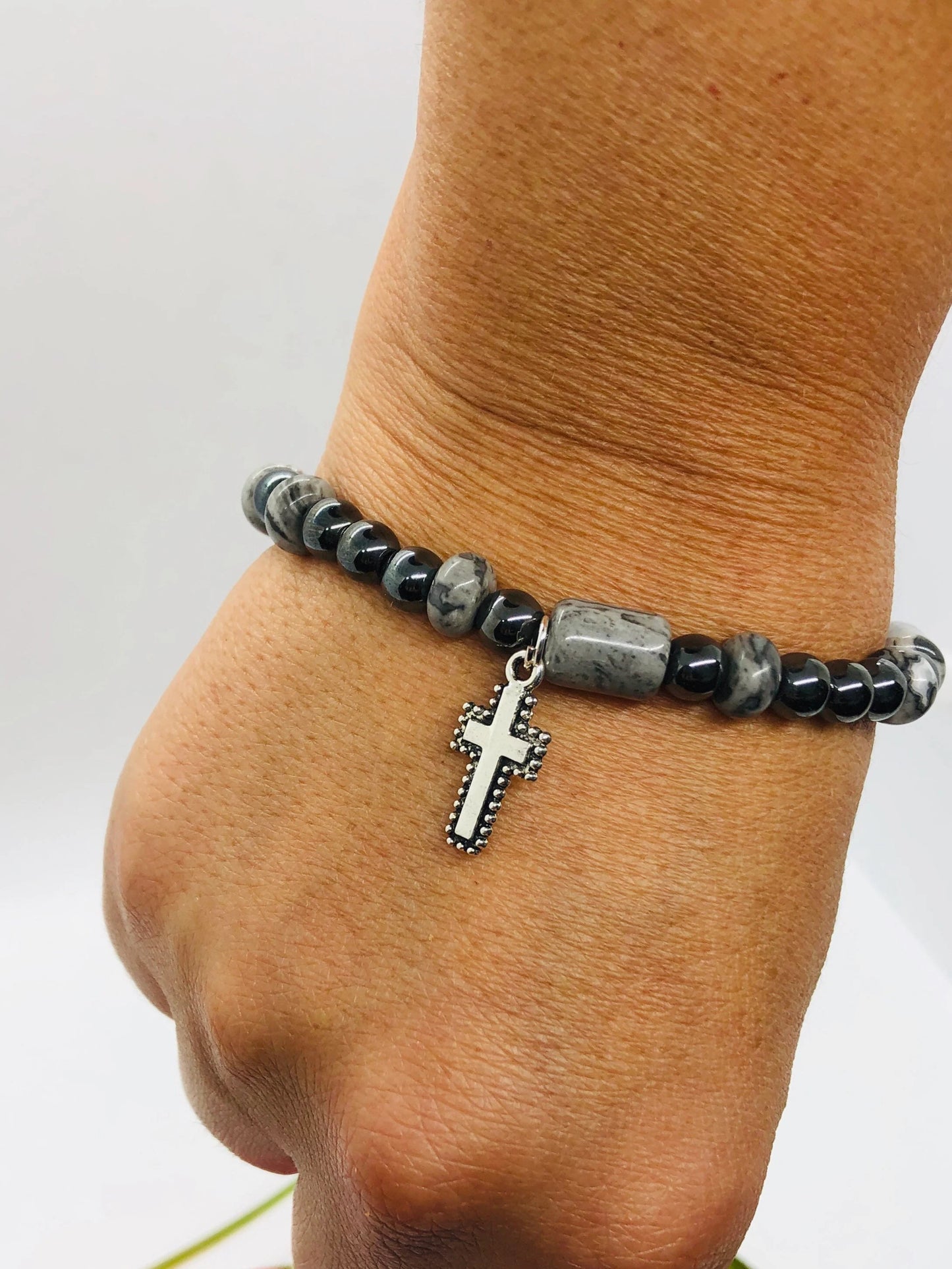 Tibetan Cross Beaded Charm Bracelet