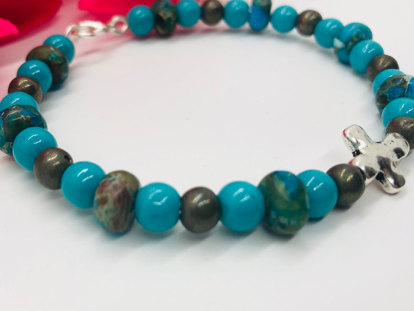 Turquoise Cross Beaded Bracelet