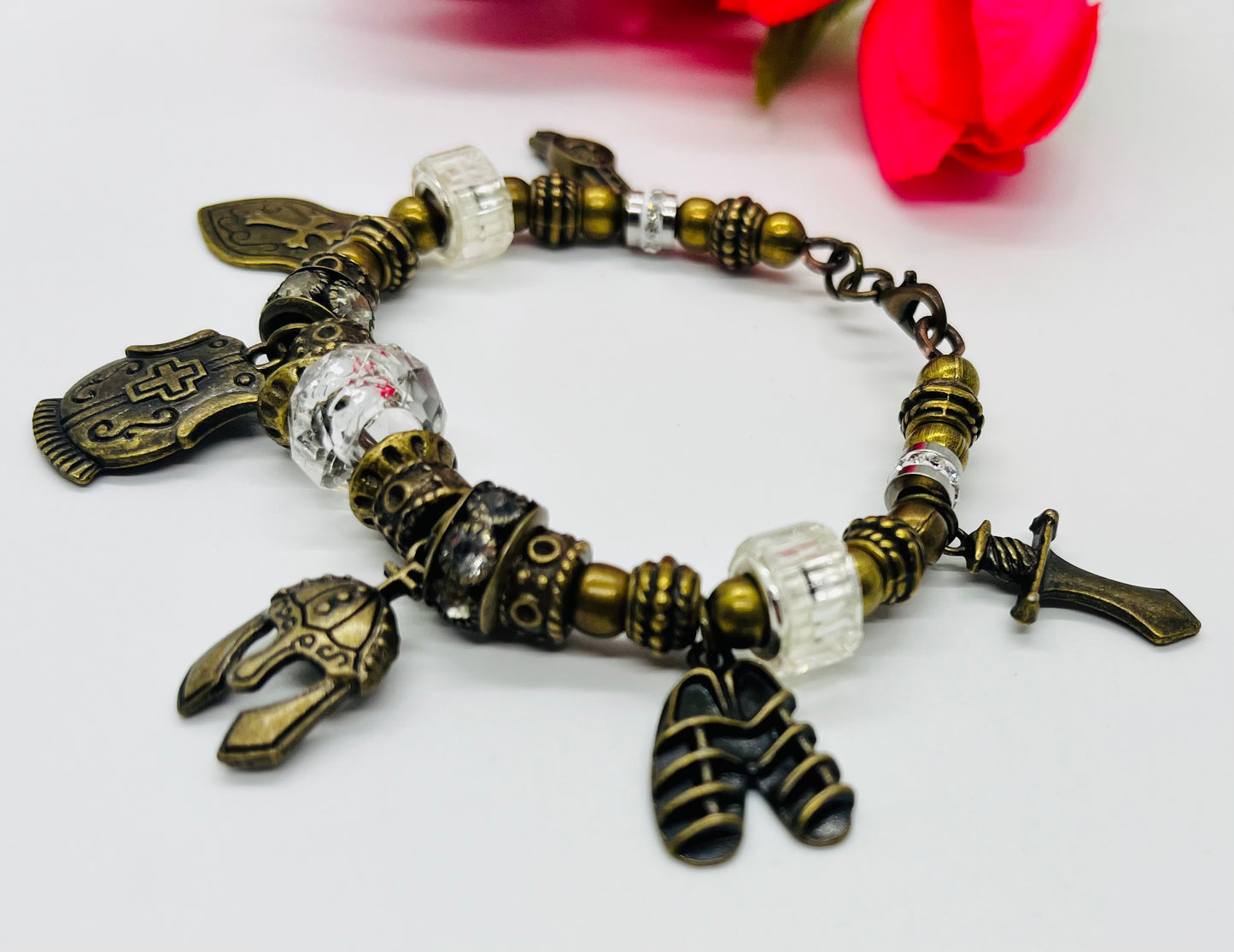 Bronze Armor of God Charm Bracelet