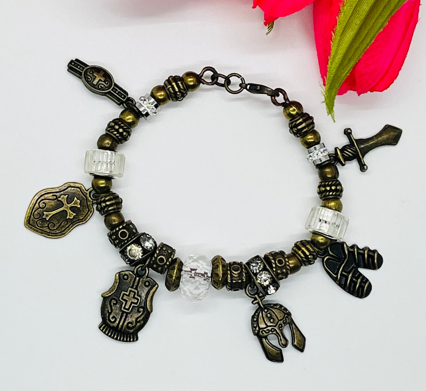 Bronze Armor of God Charm Bracelet