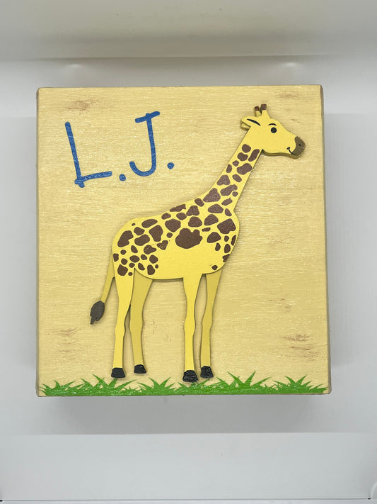 Personalized Safari Keepsake Jewelry Box – Handmade Wooden Decoupage Memory Box – Baby Shower Gift