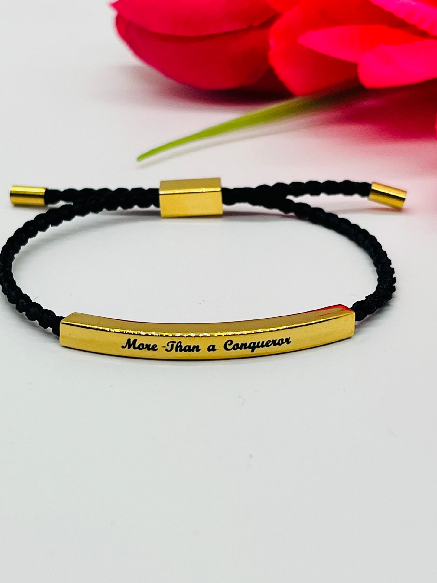 More Than a Conqueror Bible Verse Engraved Bracelet for Women