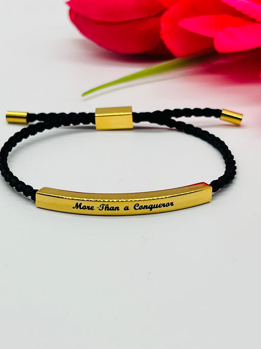 More Than a Conqueror Bible Verse Engraved Bracelet for Women