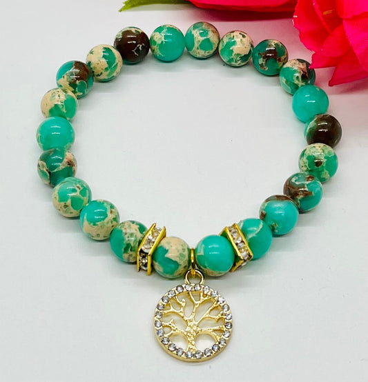 Tree of Life Charm Beaded Bracelet