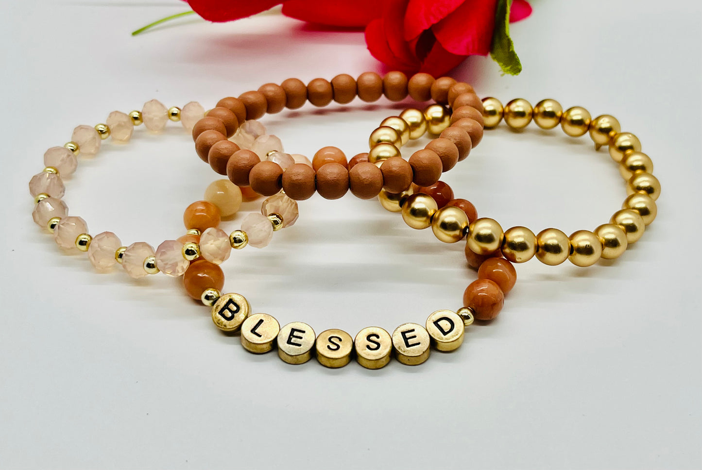 BLESSED Stacked Beaded Bracelet Set