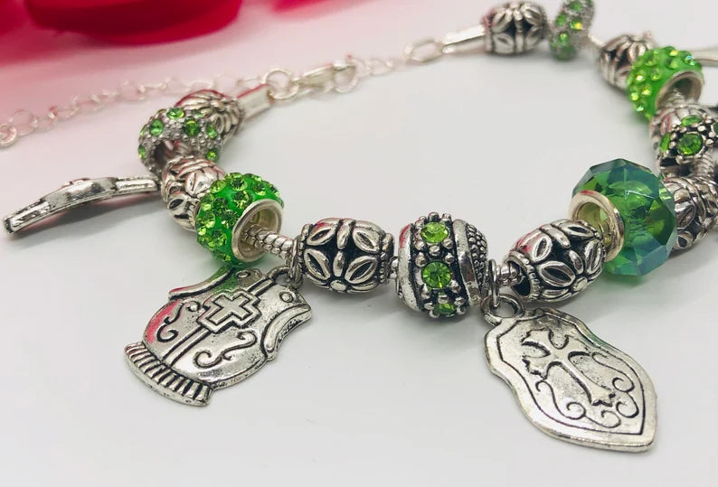 Armor of God Charm Bracelet, Lime Green