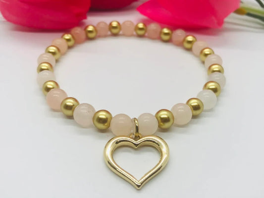 Heart Charm Beaded Bracelet