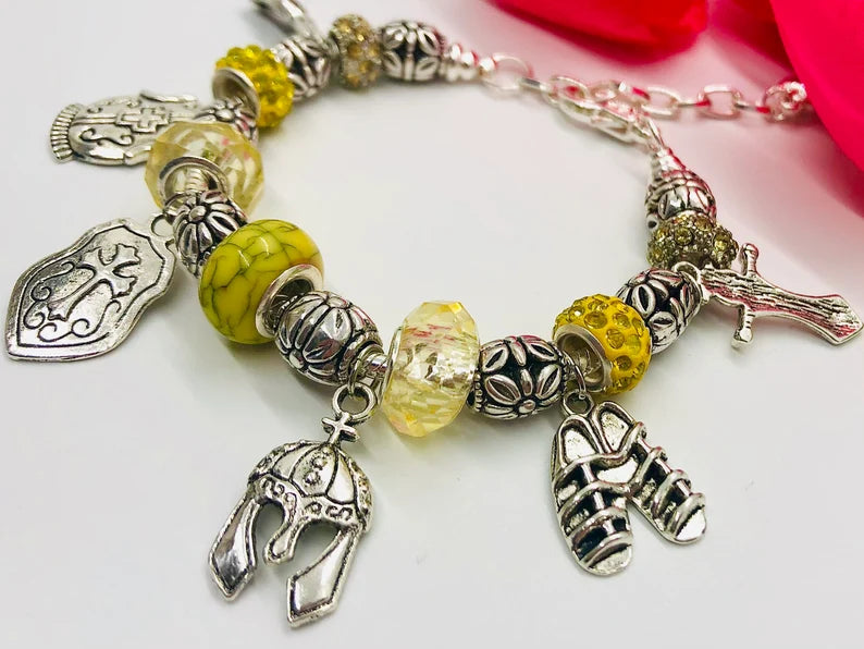 Armor of God Charm Bracelet, Yellow