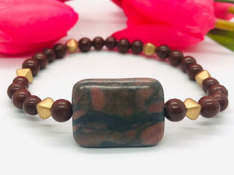 Brown Marble Beaded Bracelet