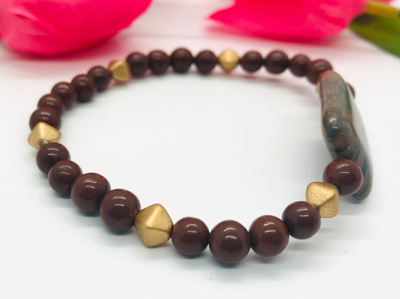 Brown Marble Beaded Bracelet