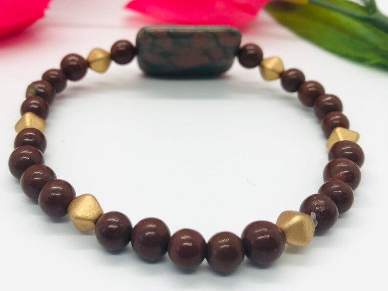 Brown Marble Beaded Bracelet