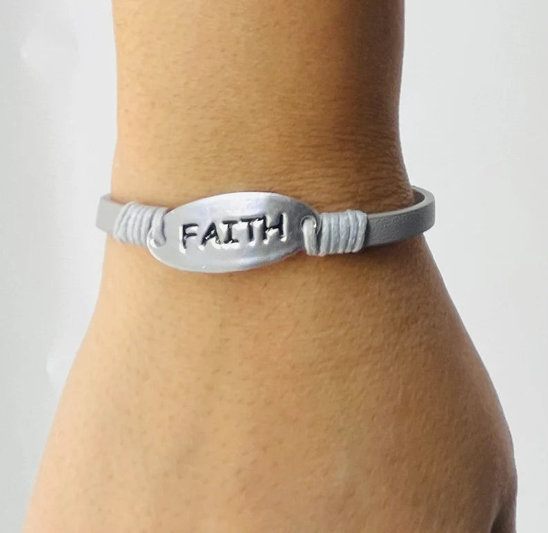 Faith Inspirational Leather Bracelet