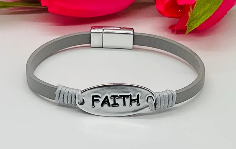 Faith Inspirational Leather Bracelet