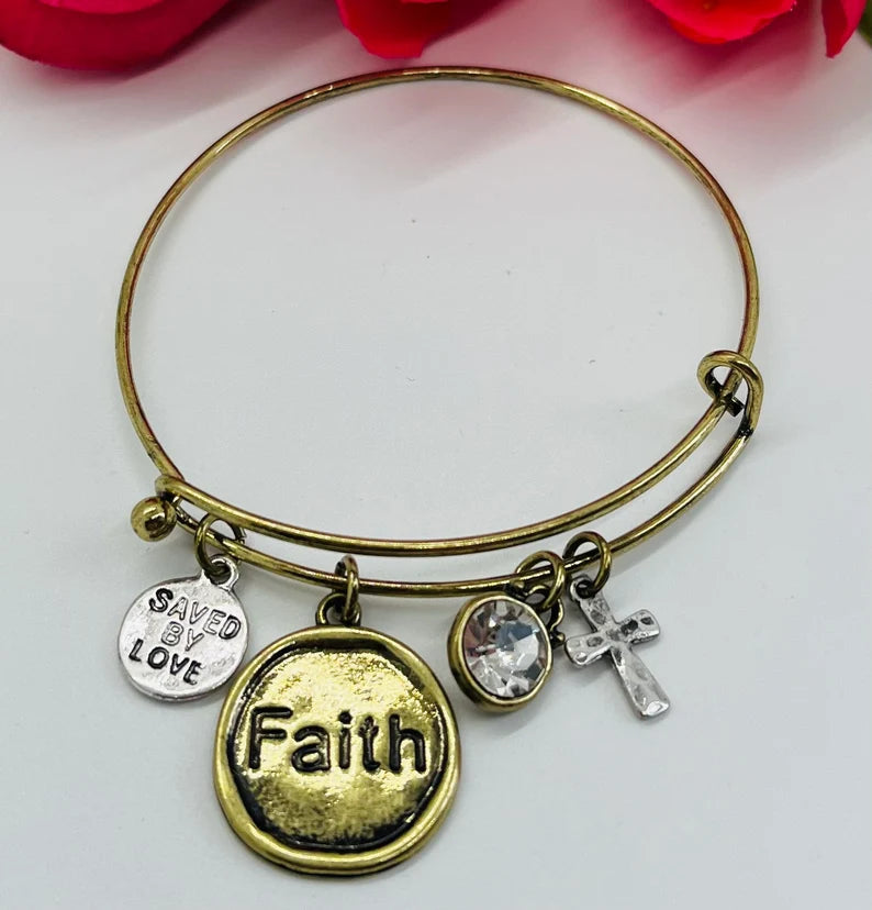 Faith Charm Bangle Bracelet