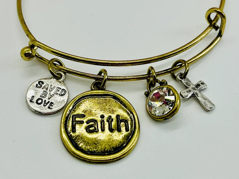 Faith Charm Bangle Bracelet