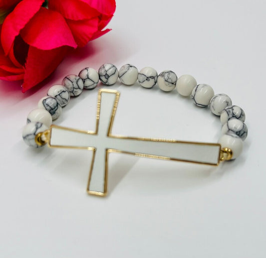 Sideways Cross Beaded Bracelet